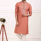 Raivat Ethnic Art Banarasi Silk Thread Work Kurta Pajama In Rust Pink Colour | Swadesiicart