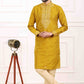 Raivat Ethnic Art Banarasi Silk Thread Work Kurta Pajama In Mustard Colour | Swadesiicart