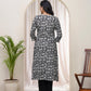 Vaasva Black Floral Cotton Printed Gathered Kurti - Swadesiicart