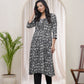 Vaasva Black Floral Cotton Printed Gathered Kurti - Swadesiicart