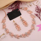 Tehzeeb Creations Brass, Stone, Crystal, Stainless Steel Gold-Polished Pink Jewel Set - Swadesiicart