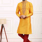 Raivat Ethnic Art Banarasi Silk Thread Work Kurta Pajama In Mustard Colour | Swadesiicart