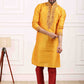 Raivat Ethnic Art Banarasi Silk Thread Work Kurta Pajama In Mustard Colour | Swadesiicart
