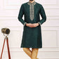 Raivat Ethnic Art Banarasi Silk Thread Work Kurta Pajama In Green Colour | Swadesiicart