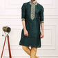 Raivat Ethnic Art Banarasi Silk Thread Work Kurta Pajama In Green Colour | Swadesiicart