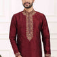 Raivat Ethnic Art Banarasi Silk Thread Work Kurta Pajama In Wine Colour | Swadesiicart