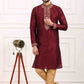 Raivat Ethnic Art Banarasi Silk Thread Work Kurta Pajama In Wine Colour | Swadesiicart