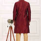 Raivat Ethnic Art Banarasi Silk Thread Work Kurta Pajama In Wine Colour | Swadesiicart