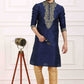 Raivat Ethnic Art Banarasi Silk Thread Work Kurta Pajama In Navy Blue Colour | Swadesiicart