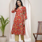 Vaasva Women Red Cotton Angrakha Kurta - Swadesiicart