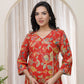 Vaasva Women Red Cotton Angrakha Kurta - Swadesiicart