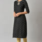W for Woman Black Glitter Printed Rayon Straight Kurta with Embroidered Neck