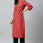 W for Woman Brick Red Embroidered kurta