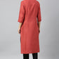 W for Woman Brick Red Embroidered kurta