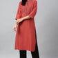 W for Woman Brick Red Embroidered kurta