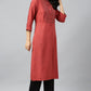 W for Woman Brick Red Embroidered kurta
