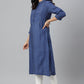 W for Woman Blue Thread Embroidered Rayon kurta