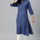 W for Woman Blue Thread Embroidered Rayon kurta