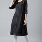 W for Woman Black Bock Pleated Embroidered kurta