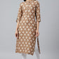 W for Woman Brown Printed Button Down kurta