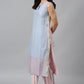 W for Woman Blue Sleeveless Rayon Flax kurta