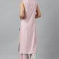 W for Woman Blue Sleeveless Rayon Flax kurta