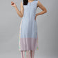 W for Woman Blue Sleeveless Rayon Flax kurta