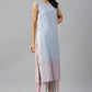 W for Woman Blue Sleeveless Rayon Flax kurta