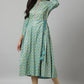 W for Woman Blue Gathered kurta With Bead Work