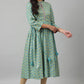 W for Woman Blue Gathered kurta With Bead Work