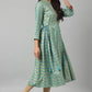 W for Woman Blue Gathered kurta With Bead Work