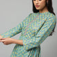 W for Woman Blue Gathered kurta With Bead Work