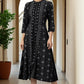 W for Woman Black Floral Printed Panelled Indie Dress