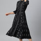 W for Woman Black Floral Printed Panelled Indie Dress