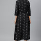 W for Woman Black Floral Printed Panelled Indie Dress