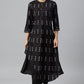 W for Woman Black Rayon A-Line kurta With Asymmetric Hemline