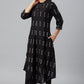 W for Woman Black Rayon A-Line kurta With Asymmetric Hemline