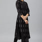 W for Woman Black Rayon A-Line kurta With Asymmetric Hemline