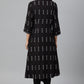 W for Woman Black Rayon A-Line kurta With Asymmetric Hemline