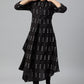 W for Woman Black Rayon A-Line kurta With Asymmetric Hemline