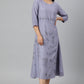 W for Woman Blue Floral kurta With Kantha Details