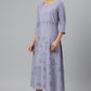 W for Woman Blue Floral kurta With Kantha Details