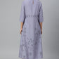 W for Woman Blue Floral kurta With Kantha Details