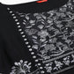 W for Woman Black Floral Side Pleated kurta In Round Neck