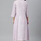 W for Woman Purple Floral Printed Half Placket kurta