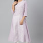 W for Woman Purple Floral Printed Half Placket kurta