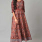 W for Woman Brown Printed And Embroidered Panelled Festive Plus Size Dress