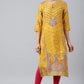 W for Woman Mustard Glitter Printed Shantung kurta