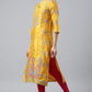 W for Woman Mustard Glitter Printed Shantung kurta