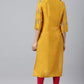 W for Woman Mustard Glitter Printed Shantung kurta